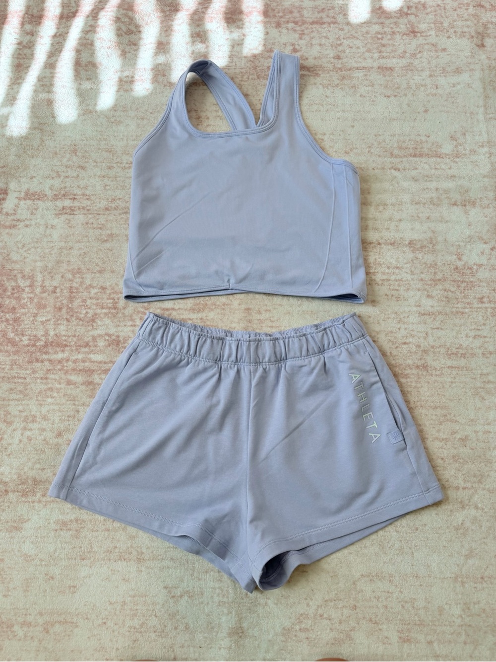 Athleta Lavender Lilac Athletic Tank and Shorts Set